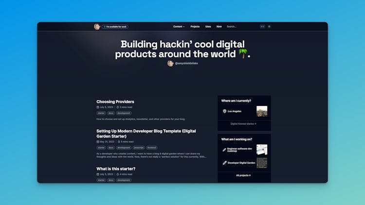 Modern Developer Blog Template (Digital Garden Starter)