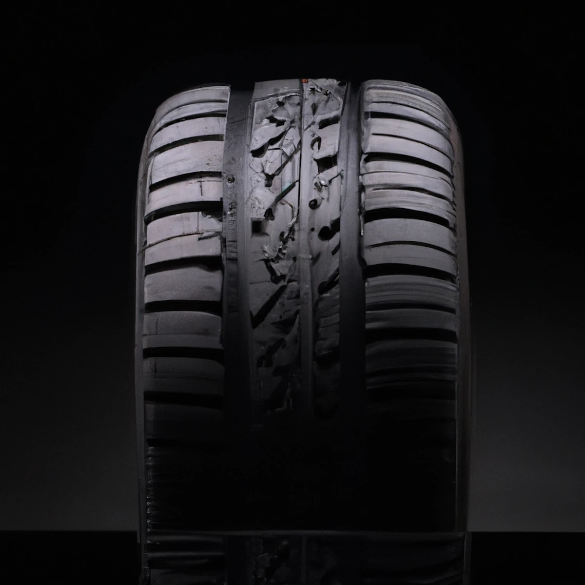 Premium tire tread close-up