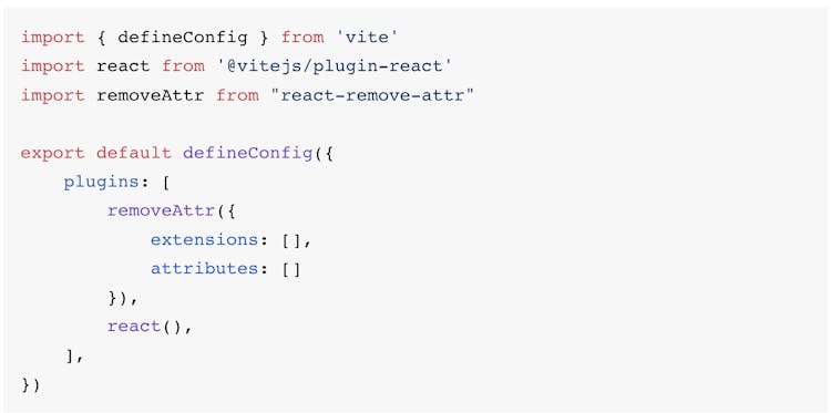 Vite Plugin - React.js Remove Attributes