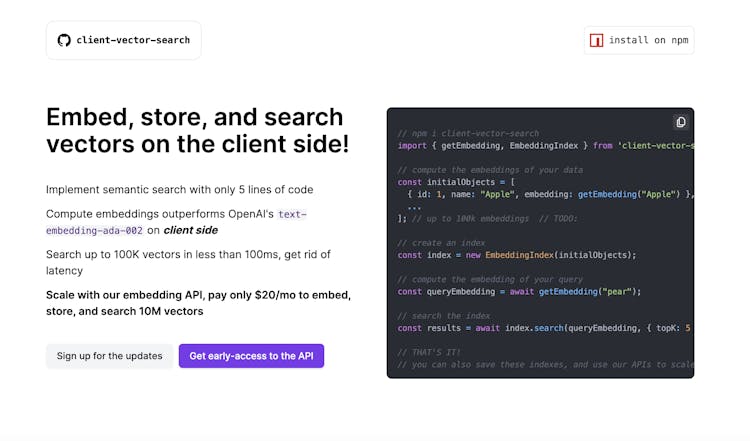 Client Vector Search