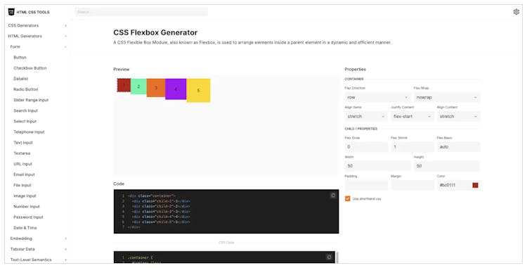 HTML & CSS Tools - Your Ultimate HTML & CSS Code Generator