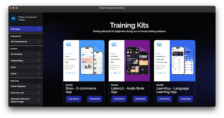 Flutter Component Library - A huge library of helpful widgets, screens ...