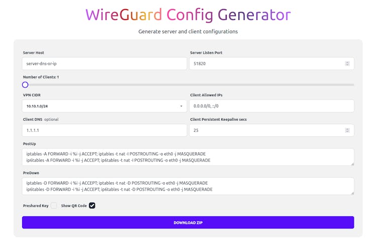 WireGuard Config Generator