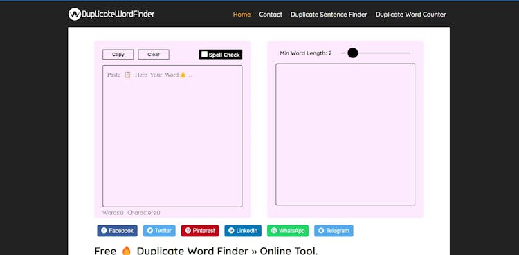 Duplicate Word Finder online tool