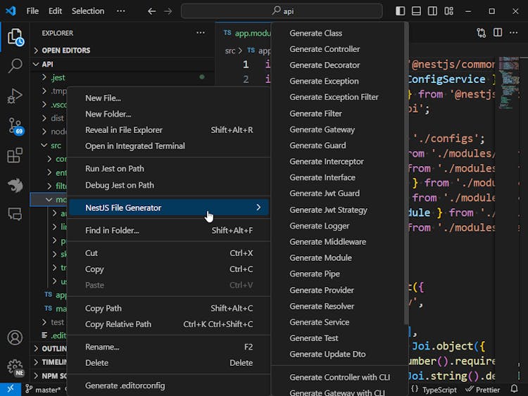 NestJS File Generator for VSCode
