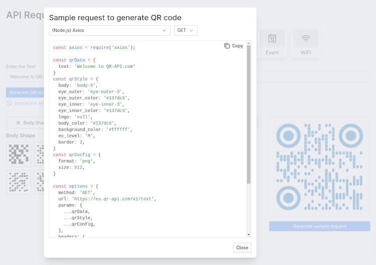 QR code API