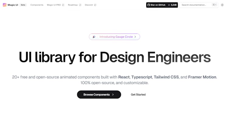 Magic UI - React component library for design engineers. 100% open ...