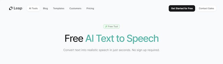 Free AI Text to Speech by Leap AI