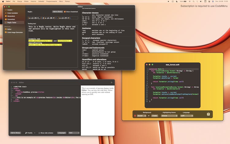 CodeMenu - Code, color, image and prompt snippet manager.