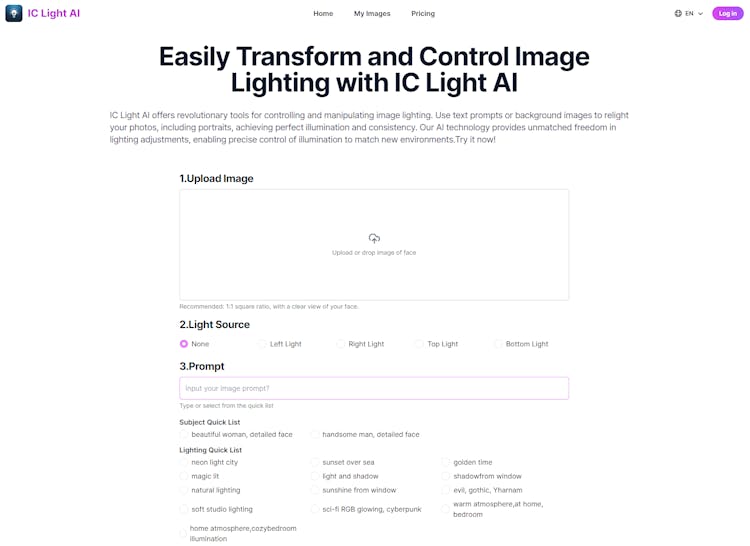 IC Light AI - Easily Transform and Control Image Lighting with IC Light AI