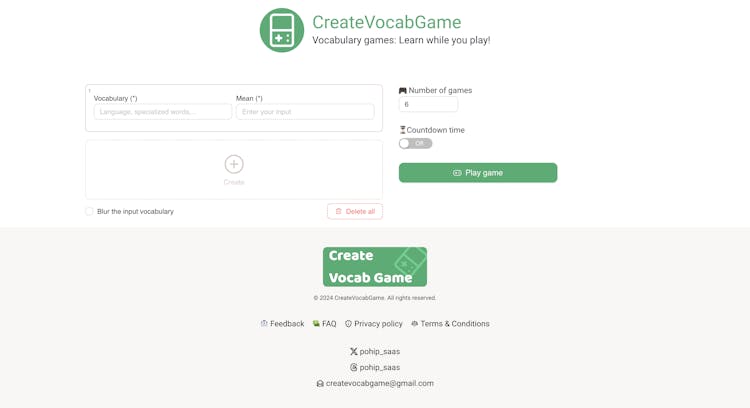 Create Vocab Game