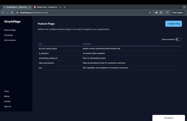 SimpleFlags - Feature Flag Management Tool and SDK for Software Teams