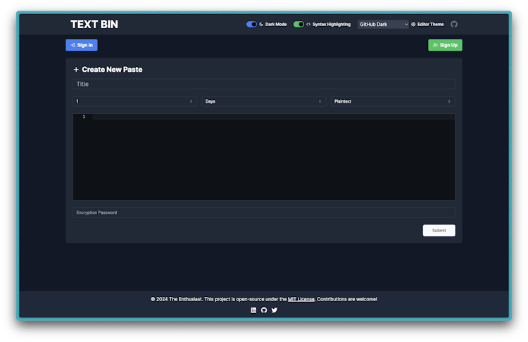 Text Bin - An Open Source Privacy Focused Alternative to PasteBin