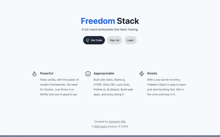 Freedom Stack - A full-stack Astro boilerplate that feels freeing.