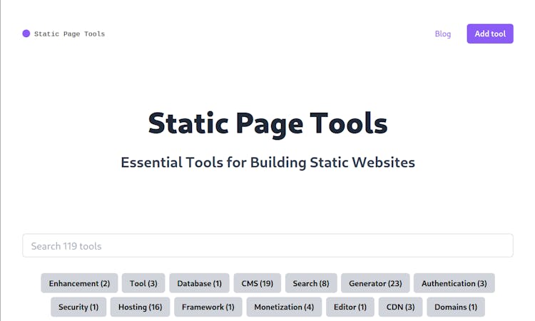 Static Page Tools