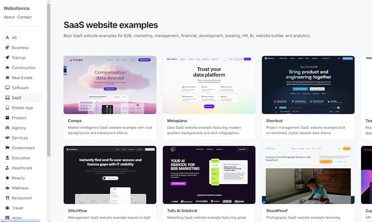 Websitevice - Website design examples for inspiration