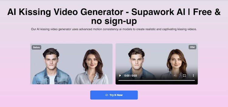 AI Kissing Video Generator - Supawork AI | Free & no sign-up