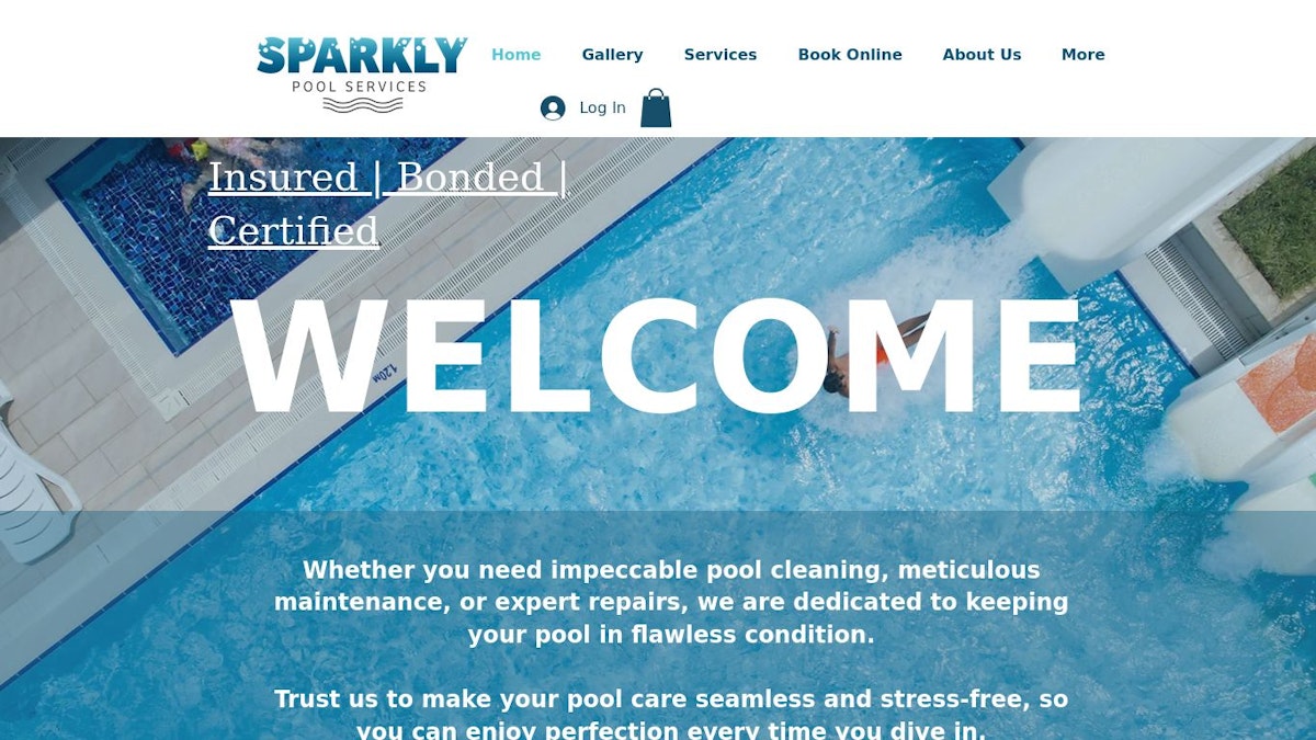official website image of the pool company Sparkly Pool Services