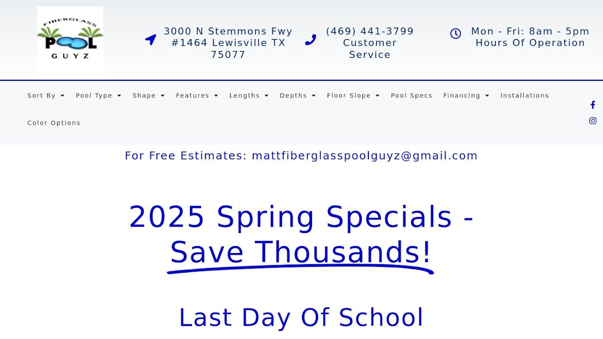 official website image of the pool company Fiberglass Pool Guyz