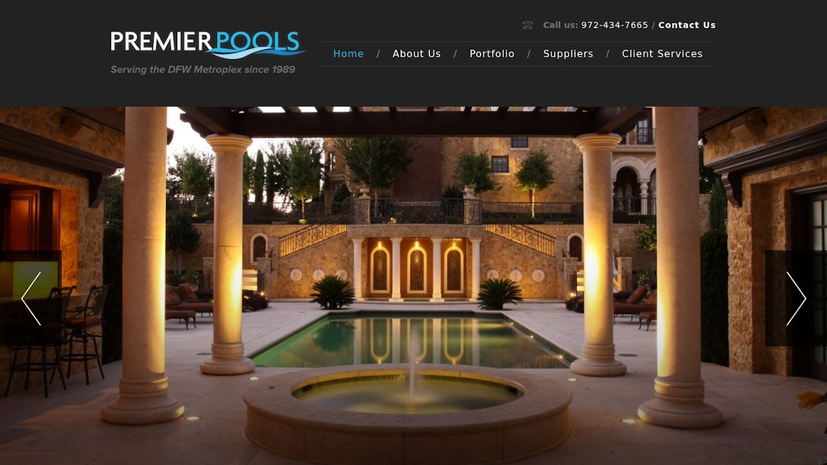 official website image of the pool company Premier Pools