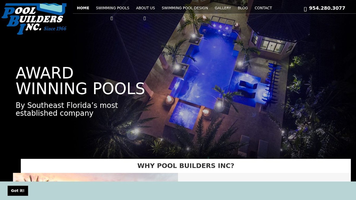 official website image of the pool company Pool Builders Inc