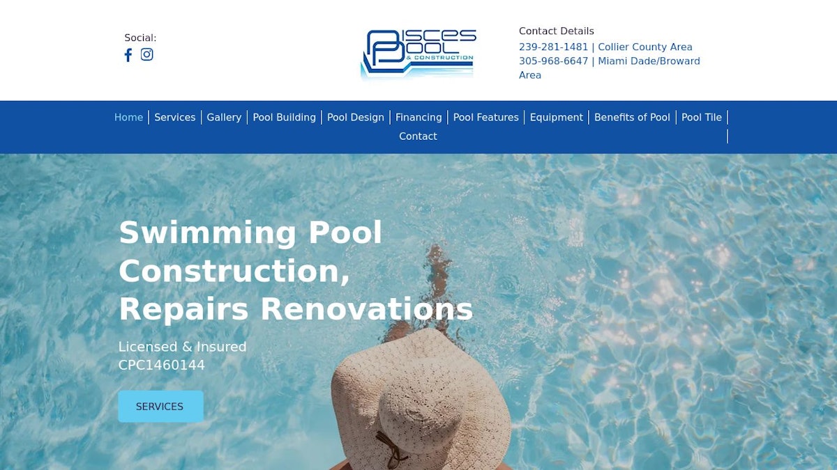 official website image of the pool company Pisces Pool