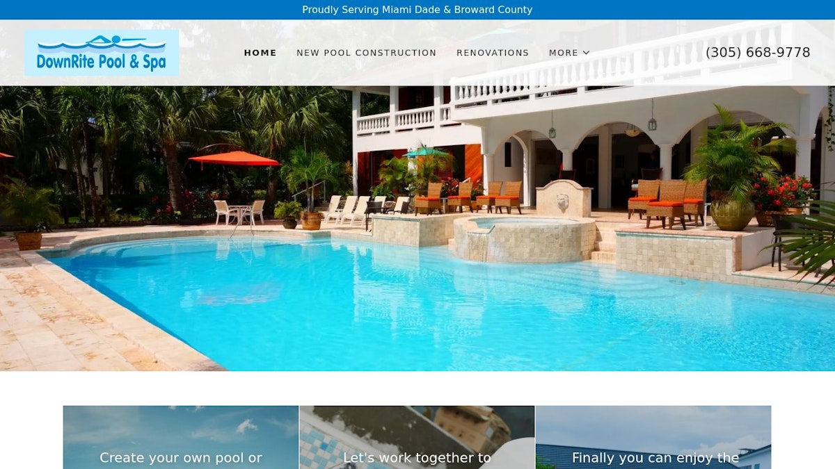 official website image of the pool company DownRite Pool & Spa