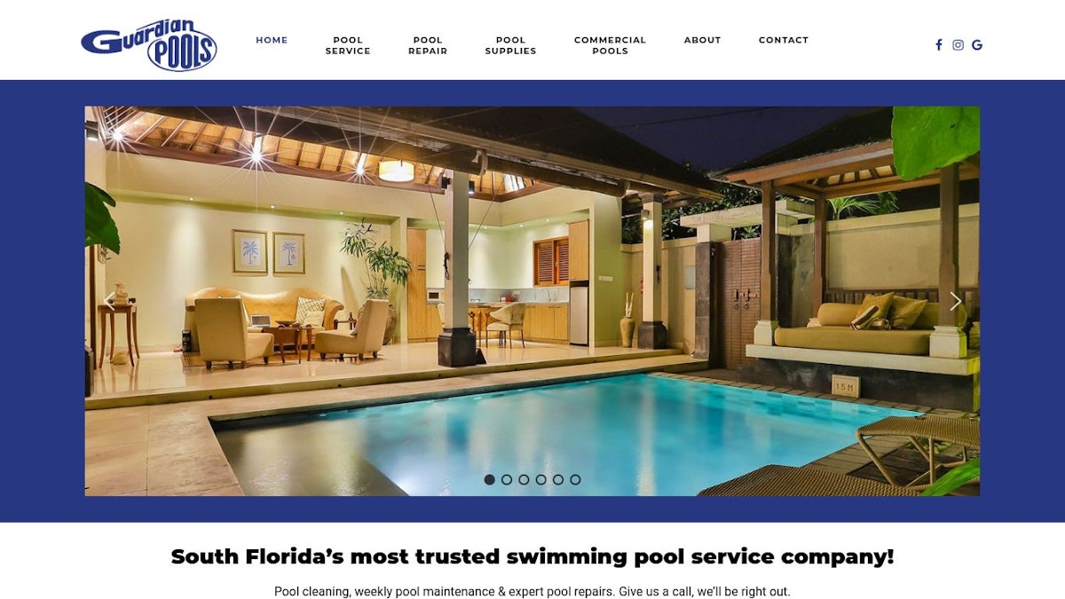 official website image of the pool company Guardian Pools