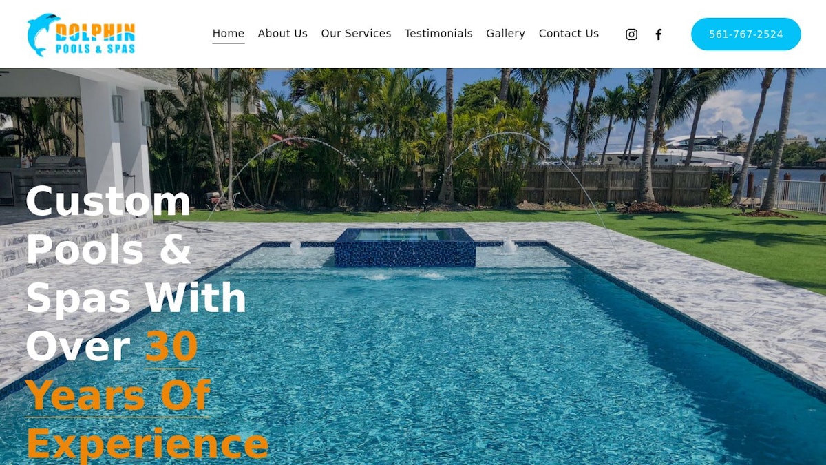 official website image of the pool company Dolphin Pools