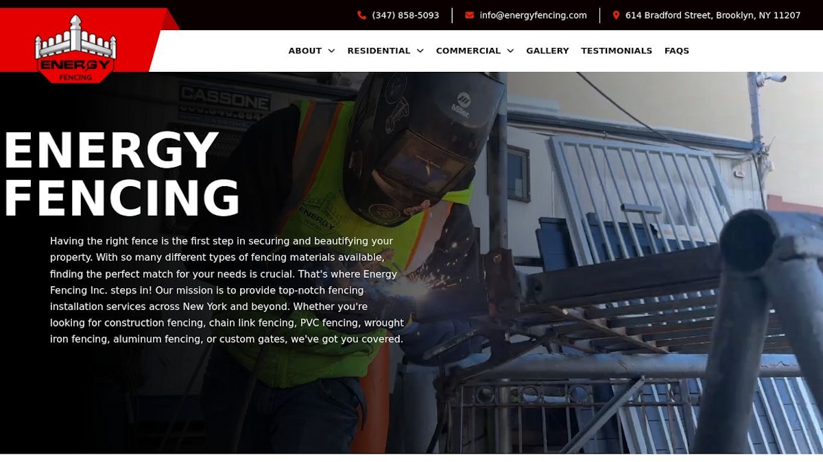 Energy Fencing fence company website