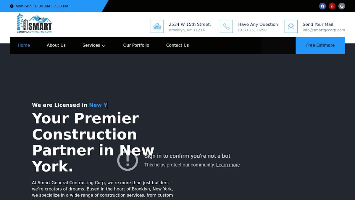 Smart General Contracting Corp fence company website