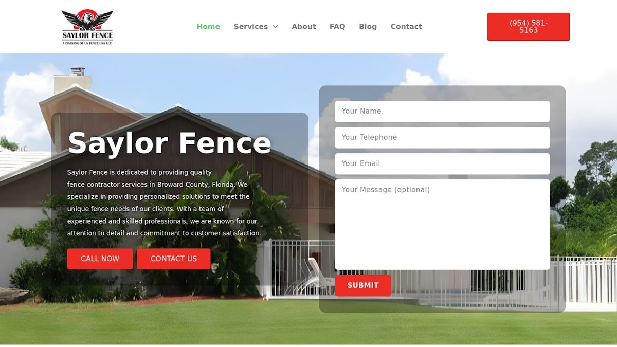 Saylor Fence fence company website