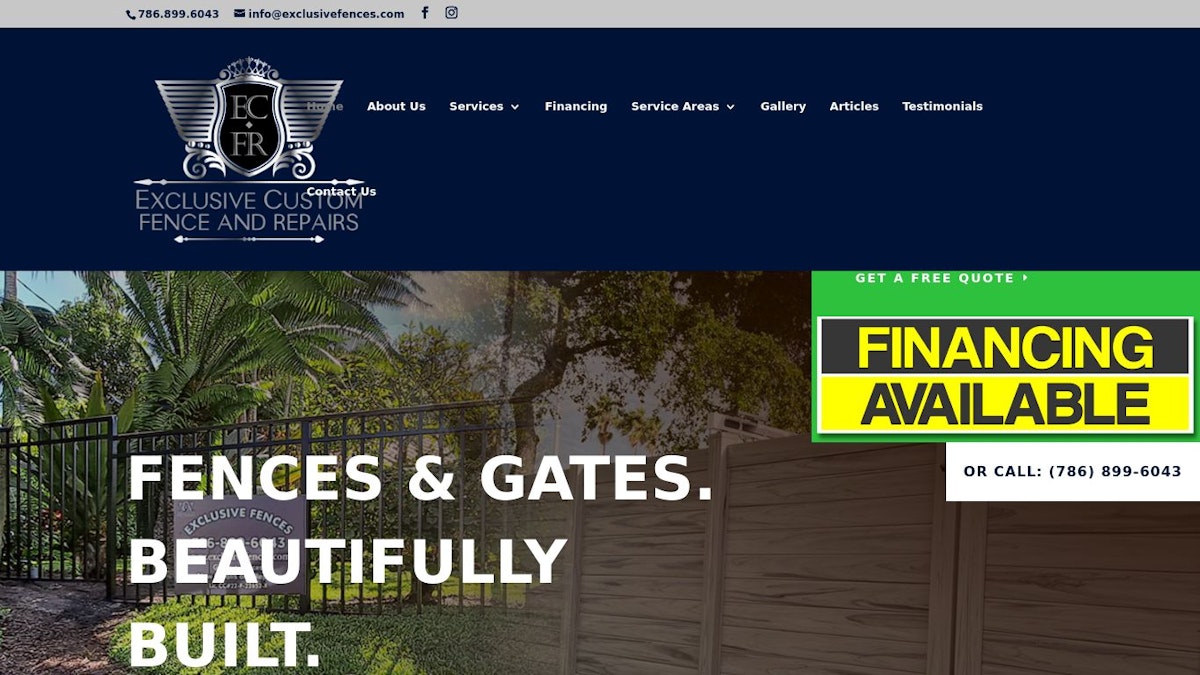 Exclusive Custom Fence fence company website