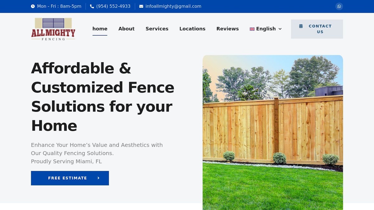 All Mighty Fencing fence company website