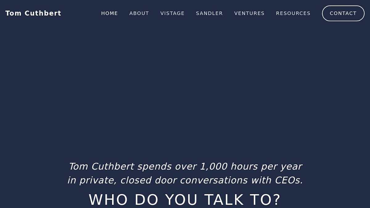 Tom Cuthbert business coach website