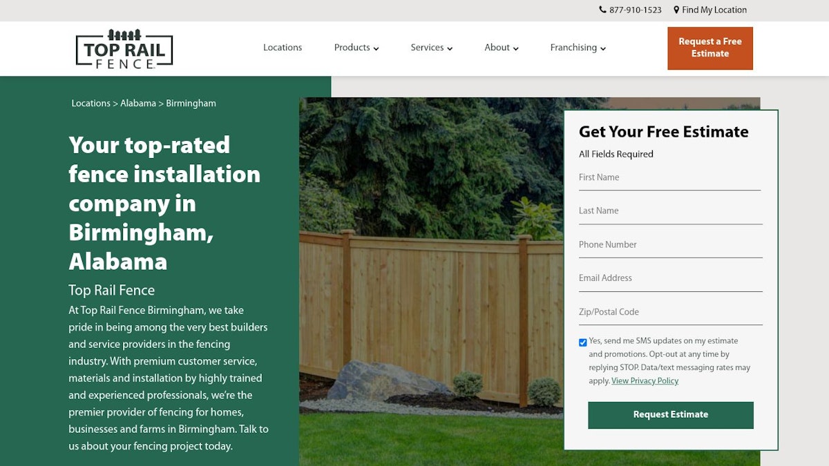 Top Rail Fence fence company website
