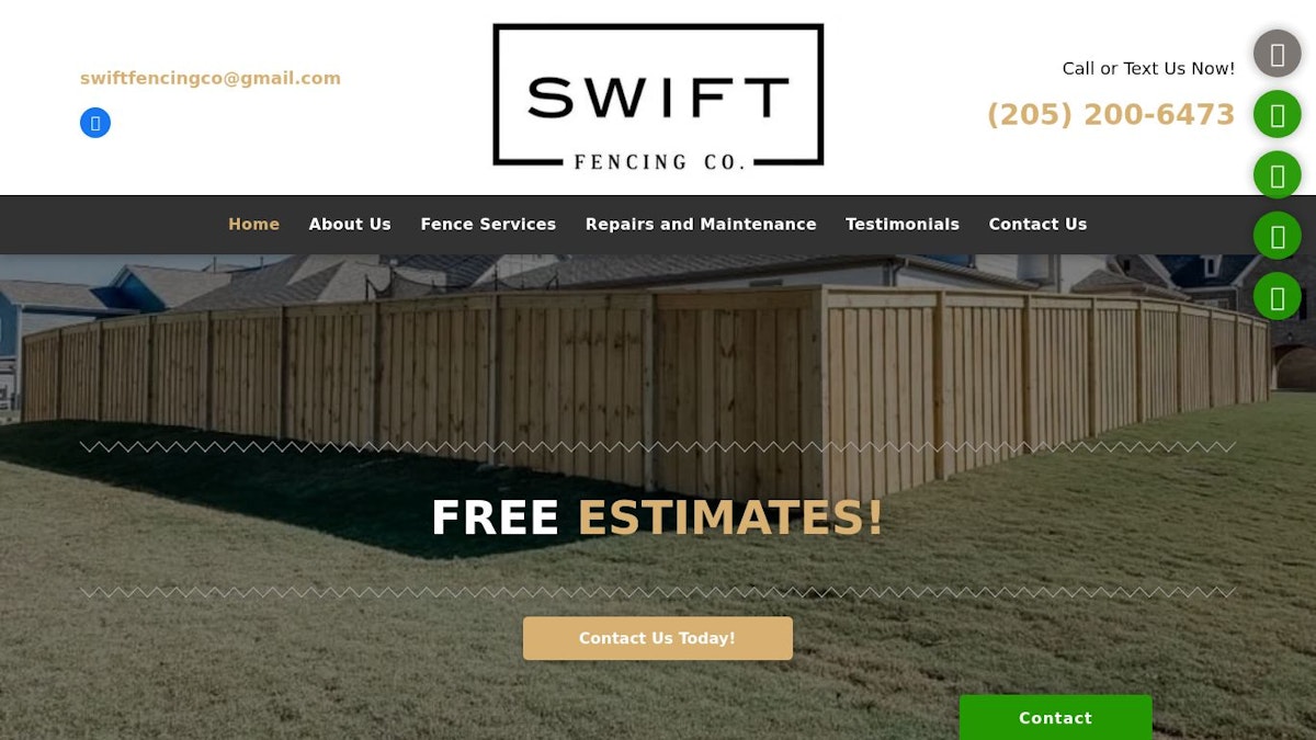 Swift Fencing Co. fence company website