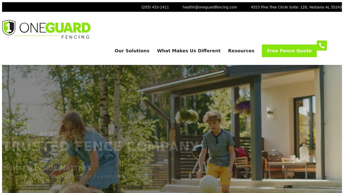  OneGuard Fencing fence company website 