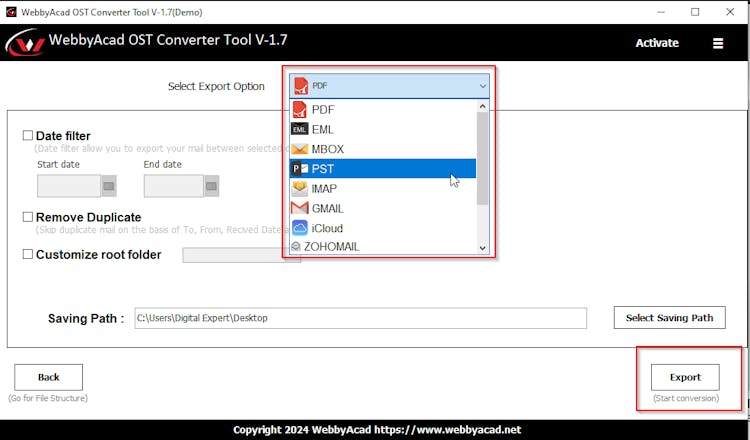 WebbyAcad OST to PST Converter Software Online Download