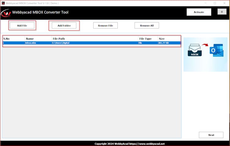 WebbyAcad MBOX Converter Tool
