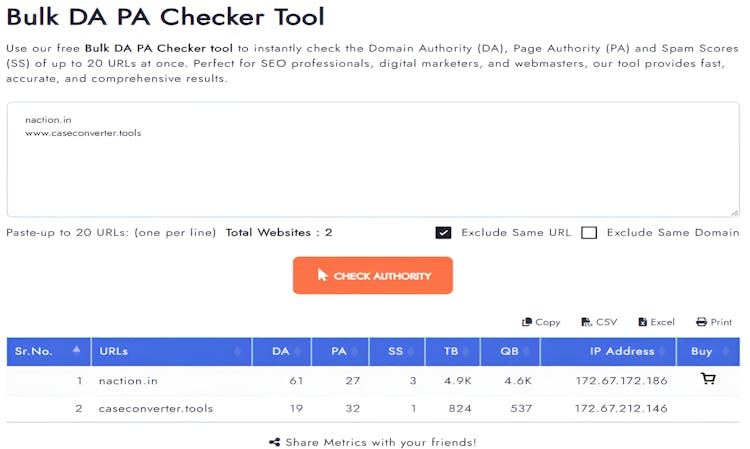 Bulk DA PA Checker Tool GUESTPOSLINKS