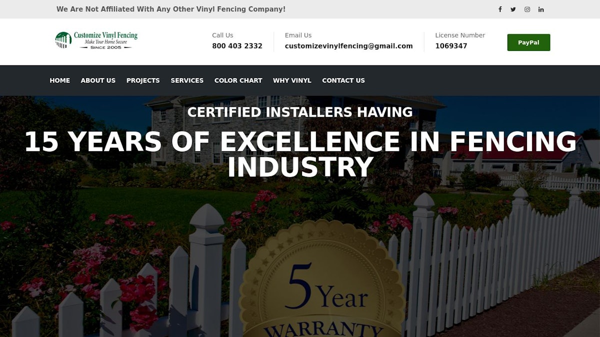 Customize Vinyl Fencing fence company website