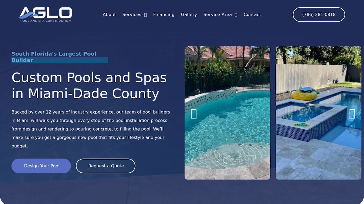 official website image of the pool company AGLO Pools