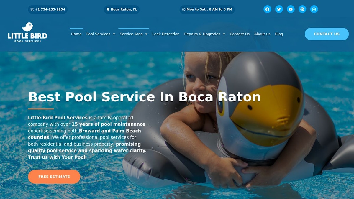 official website image of the pool company Little Bird