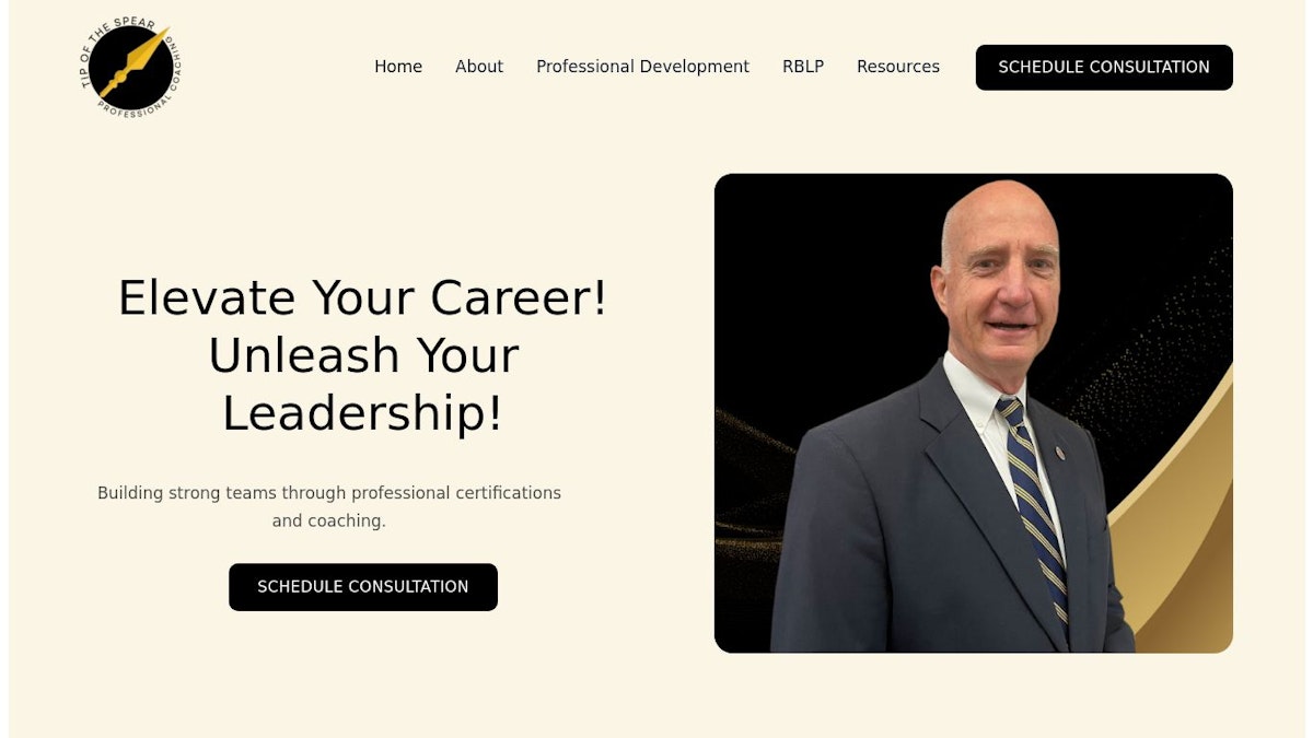 Tip of the Spear leadership coach website