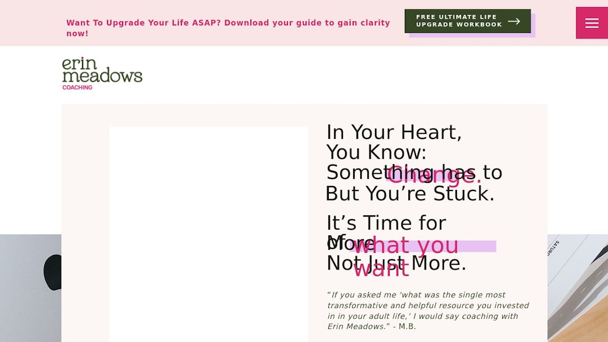 Erin Meadows life coach website