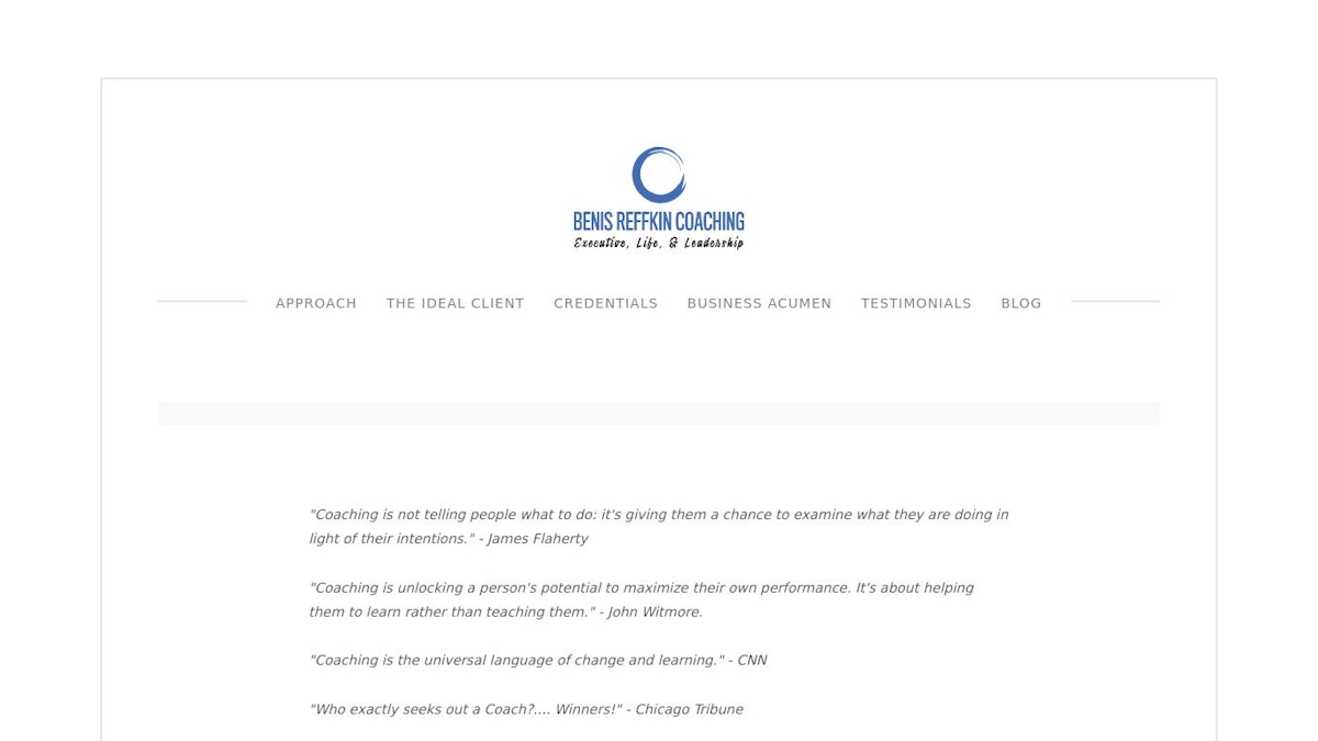 Benis Reffkin Coaching executive coach website