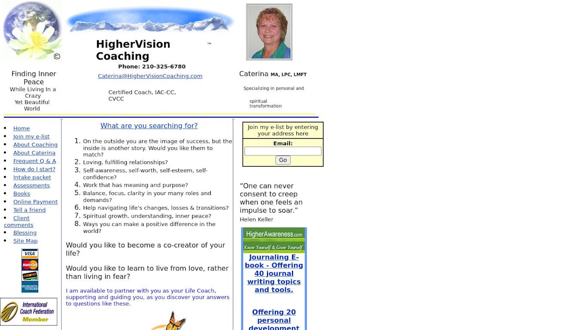 HigherVision Coaching life coach website
