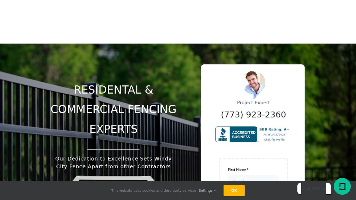 Windy City Fence fence company website