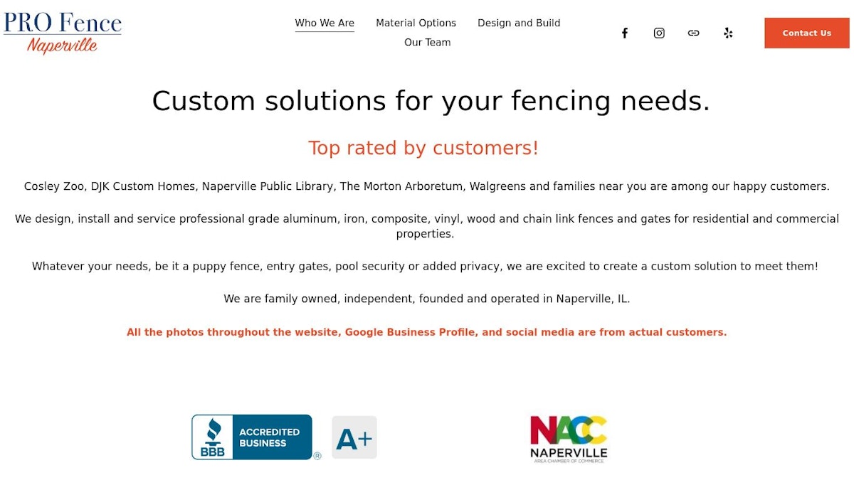 PRO Fence fence company website